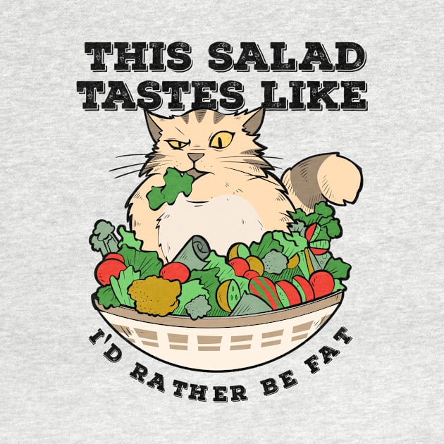 Funny Diet Cat Weightloss Fasting Gym Workout Fitness Salad by TellingTales